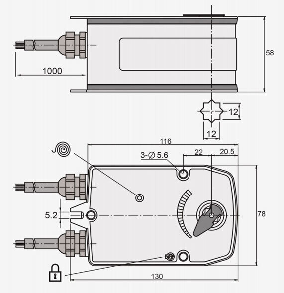 Электропривод с возвратной пружиной UB(230)-10T