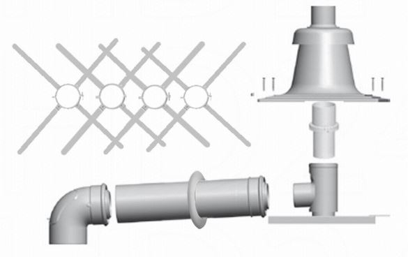 Комплект баз. FC-Set110-C(14)3x, DN110, каскад в шахте, PP, колпак, труба с UV защитой