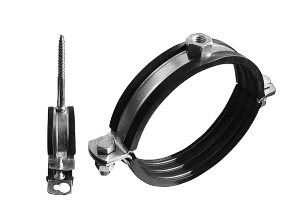 Мет.оцин. хомут для труб с резиновой прокладкой, болтом и дюбелем 2" (58-62мм)