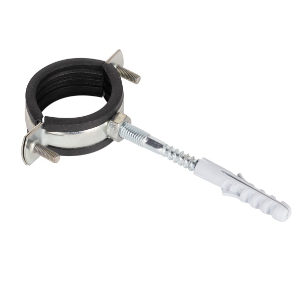 Мет.оцин. хомут для труб с резиновой прокладкой, болтом и дюбелем 5/4" (40-45мм)