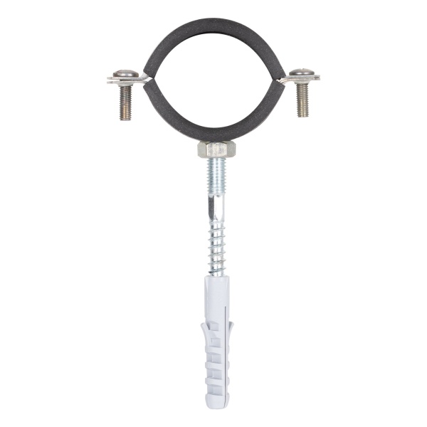 Мет.оцин. хомут для труб с резиновой прокладкой, болтом и дюбелем 5/4" (40-45мм)